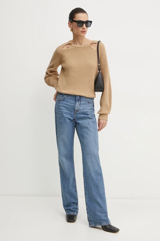 Хлопковый свитер Twinset 251TP3170 коричневый SS25