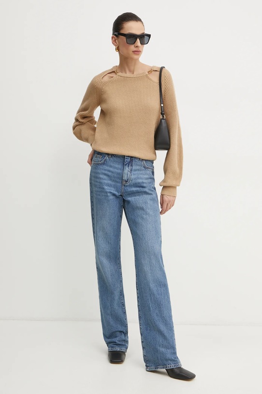 Pamučni pulover Twinset 251TP3170 smeđa SS25