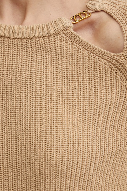 Pamučni pulover Twinset 251TP3170 smeđa