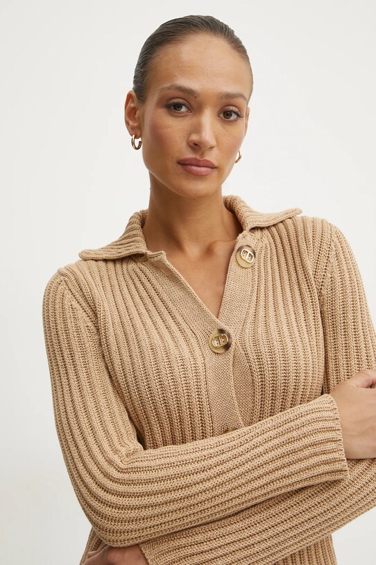 Twinset kardigan bawełniany beżowy 251TP3380