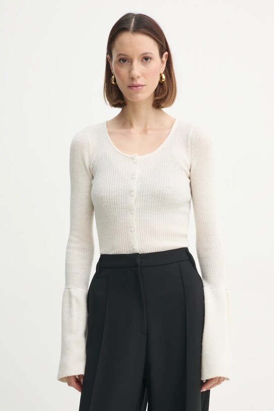 Vlnený kardigán Herskind Liw vlna béžová 5434825