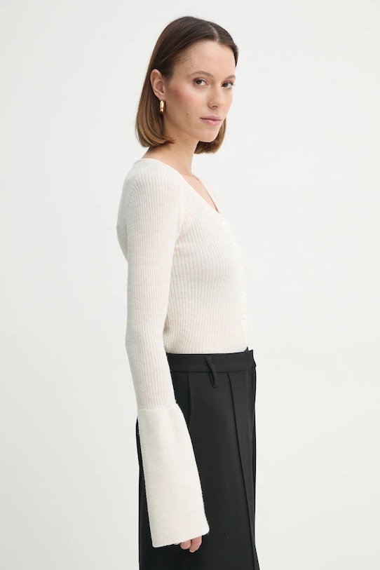 Vlnený kardigán Herskind Liw béžová 5434825