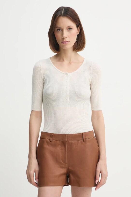 Herskind pulover de lana Agnes fixat bej 5433825