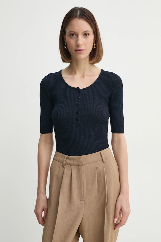 Herskind sweter wełniany Agnes 5433825 granatowy SS25