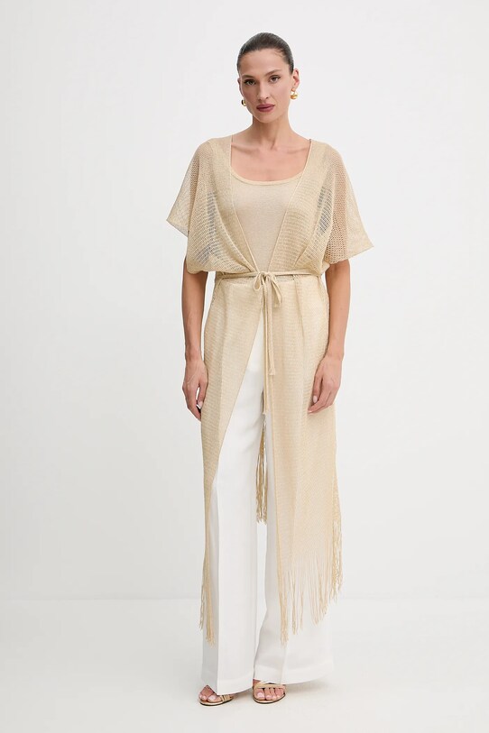 Liviana Conti poncho a maglia fine beige A5SF65