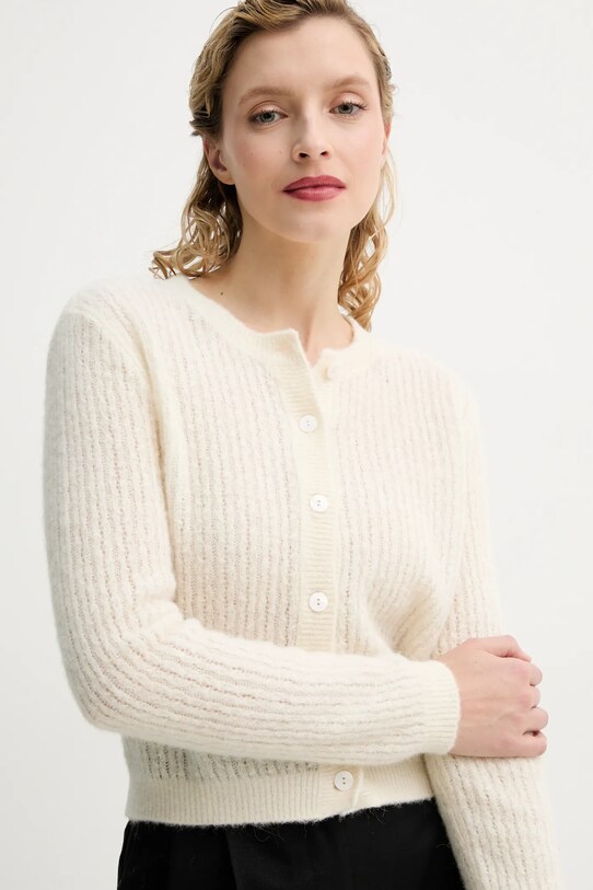 A.P.C. kardigan z domieszką wełny cardigan milo beżowy WPABE.F22246