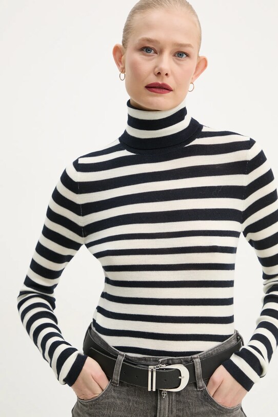 Шерстяной свитер Marc O'Polo тонкий тёмно-синий 500556160025