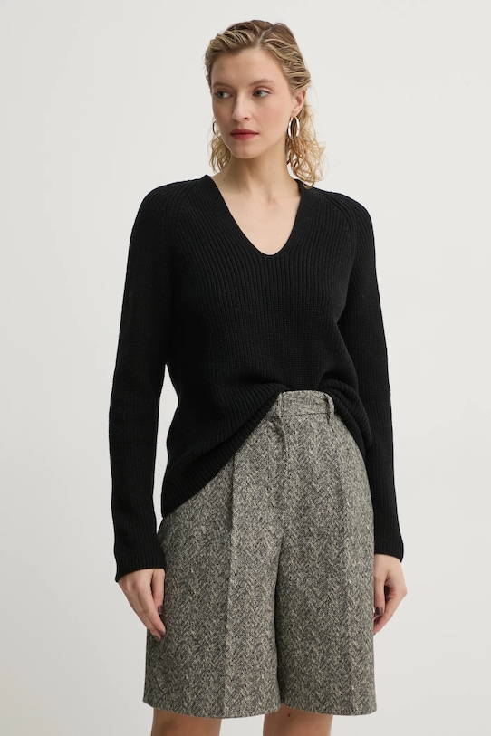 Бавовняний светр Marc O'Polo бавовна чорний 500605960097