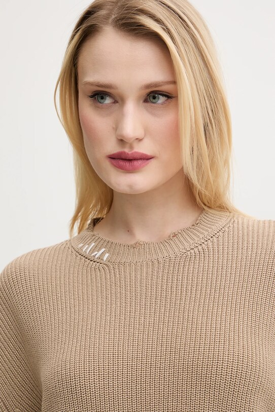 Βαμβακερό πουλόβερ MM6 Maison Margiela μπεζ S52HL0036