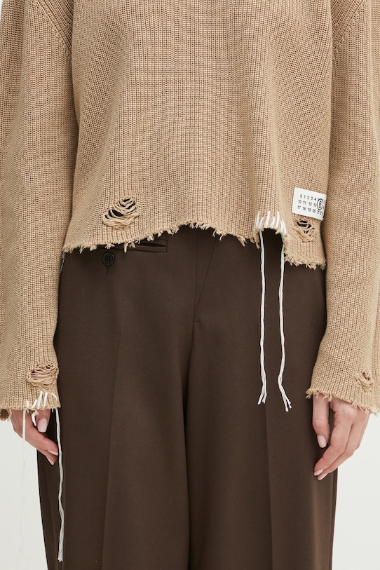 Памучен пуловер MM6 Maison Margiela бежов S52HL0036