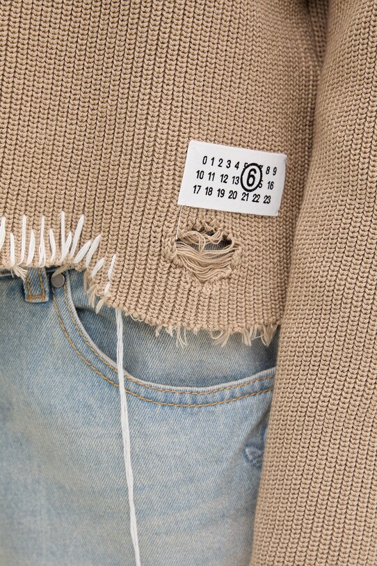 Βαμβακερό πουλόβερ MM6 Maison Margiela S52HL0036 μπεζ