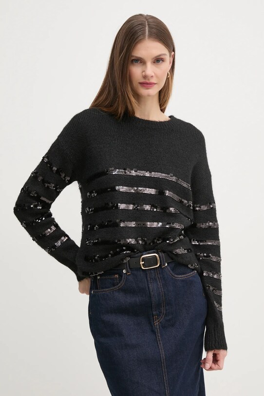 Pepe Jeans sweter NINA okrągły czarny PL702242