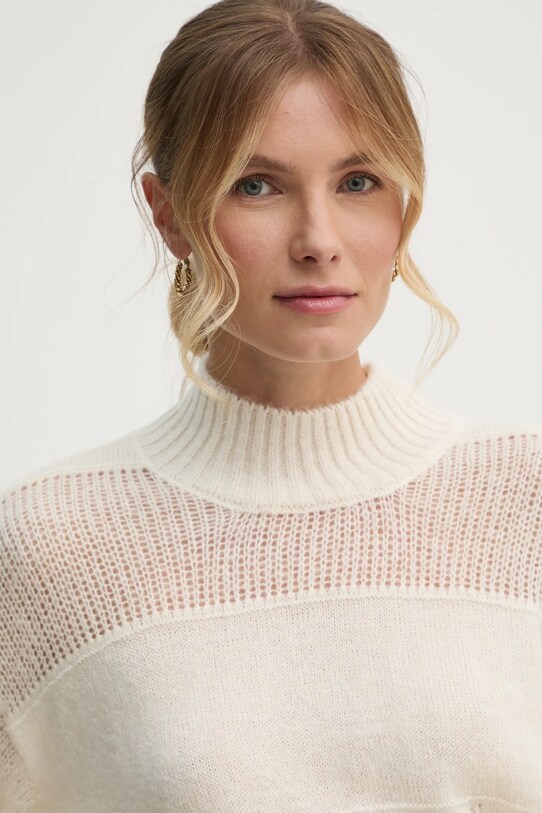 Pepe Jeans sweter z domieszką wełny NAOMI beżowy PL702243