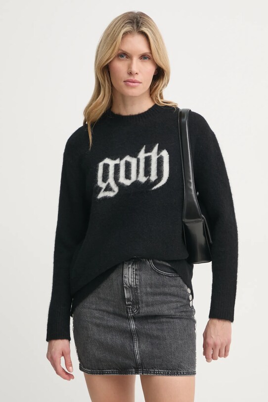 Vlněný svetr AllSaints GOTH kulatý černá W079KB