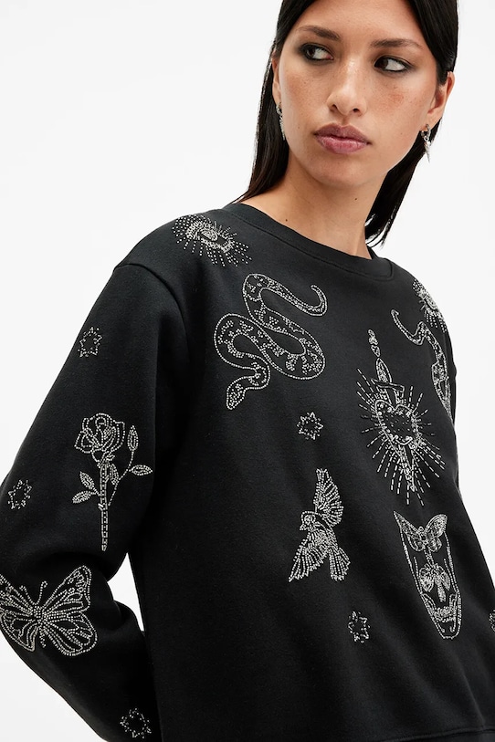 Mikina AllSaints PIPPA HEX W140JB černá SS25