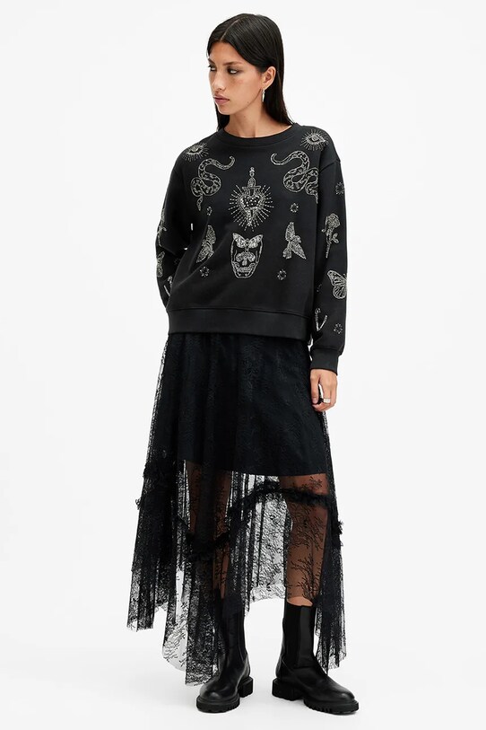 Mikina AllSaints PIPPA HEX černá W140JB