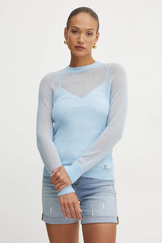 Μάλλινη μπλουζα Guess IZABELLA μαλλί μπλε W5RR06.Z3HQ0