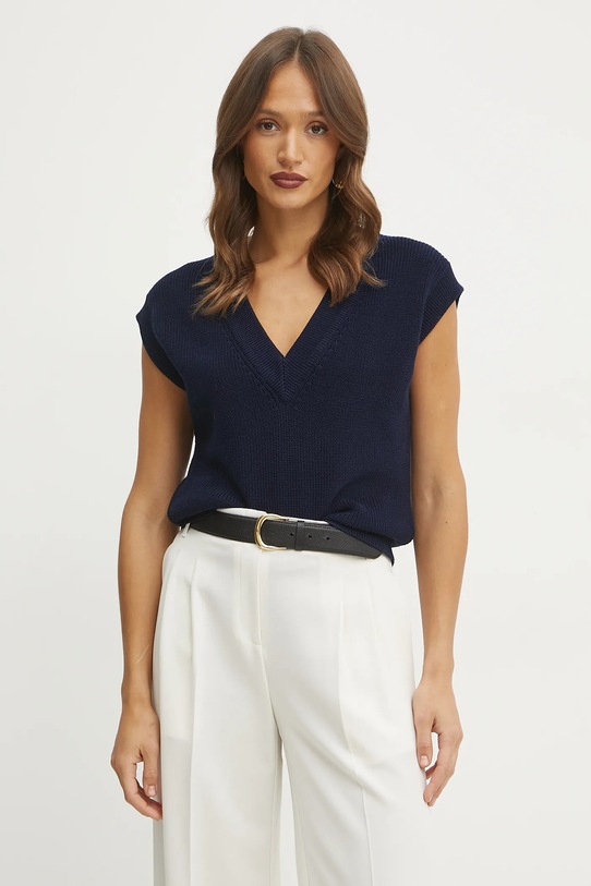 Pamučni prsluk Luisa Spagnoli pamuk mornarsko plava 58640