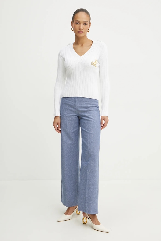 Luisa Spagnoli pulover de bumbac 58581 alb SS25