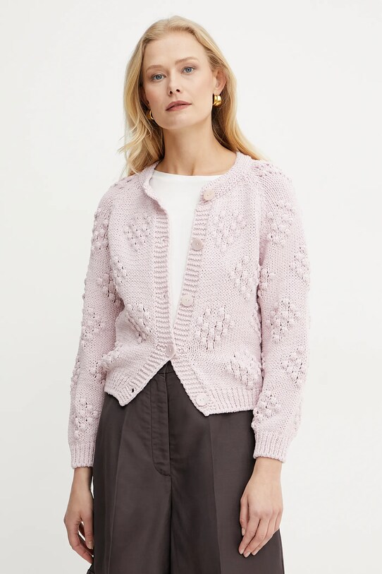 Luisa Spagnoli cardigan cu modele roz 58614