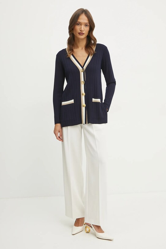 Luisa Spagnoli cardigan din lână 58593 bleumarin SS25