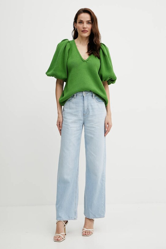 Bavlněný svetr Luisa Spagnoli 100033 zelená SS25