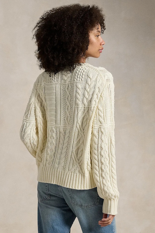 Polo Ralph Lauren cotton jumper ARAN FLG PO 211924430 beige SS25