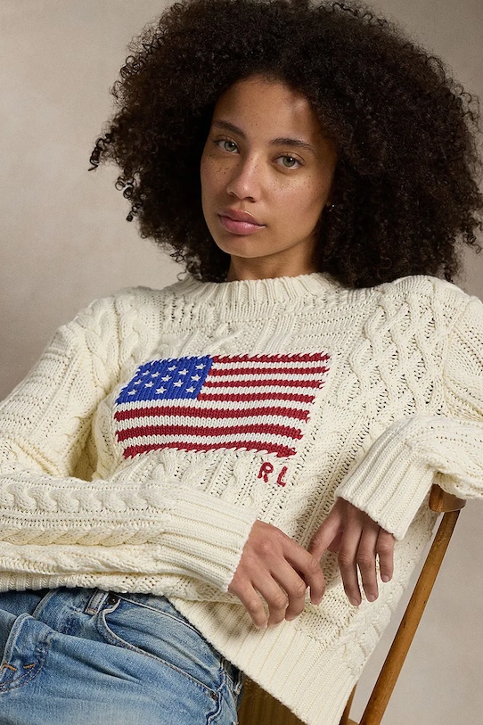 Polo Ralph Lauren cotton jumper ARAN FLG PO 211924430 beige