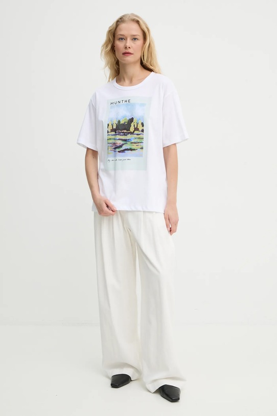 Pamučna majica MUNTHE SILANE 244110024460 bijela SS25
