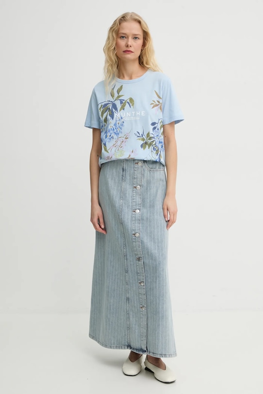 Bavlnené tričko MUNTHE SILLY 244110124460 modrá SS25