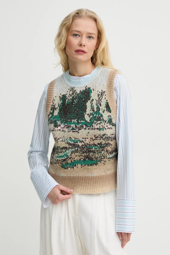 Vesta s příměsí vlny MUNTHE SPACY kulatý béžová 244160524475