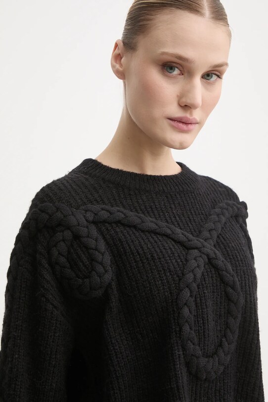 MUNTHE sweter wełniany SAKIRA czarny 244160724472