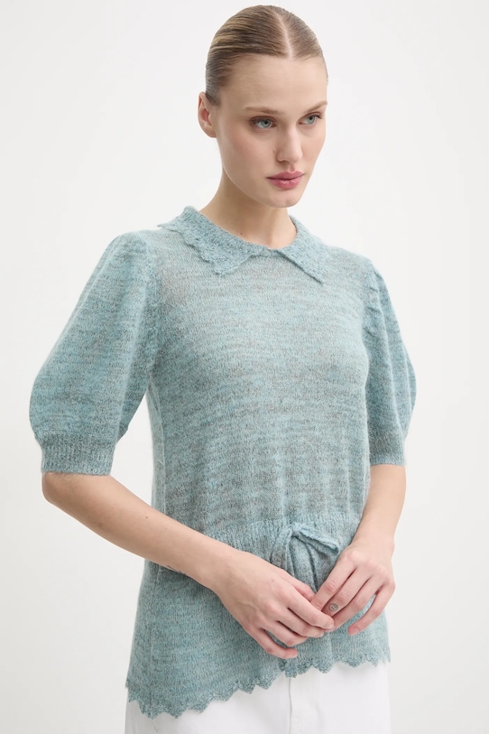 Шерстяной свитер MUNTHE SALCA тонкий голубой 244160924473
