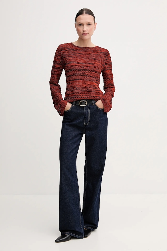 Sisley sweter 19EQL106E pomarańczowy SS25