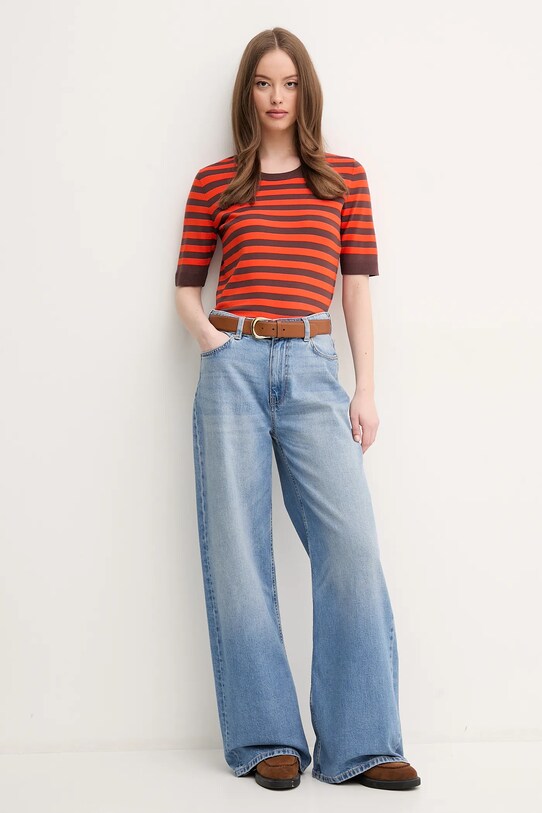 Sisley tricou 17Q3L105R rosu SS25
