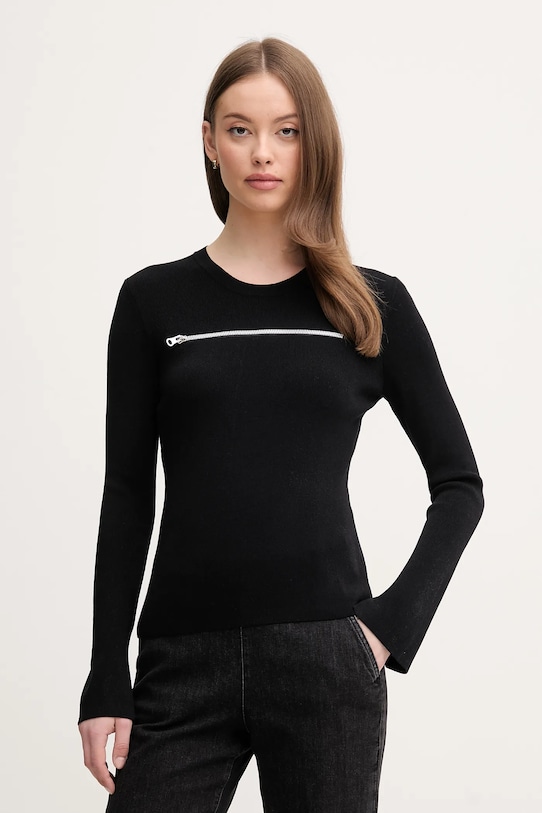 Sisley pulóver sima fekete 16CYM105U