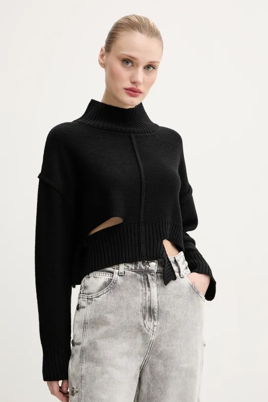 Vlněný svetr MM6 Maison Margiela hladký černá S52HA0285.M13044