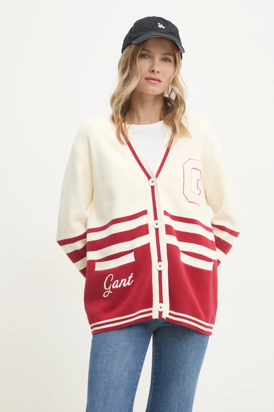 Kardigán Gant stredne hrubá béžová 4805297