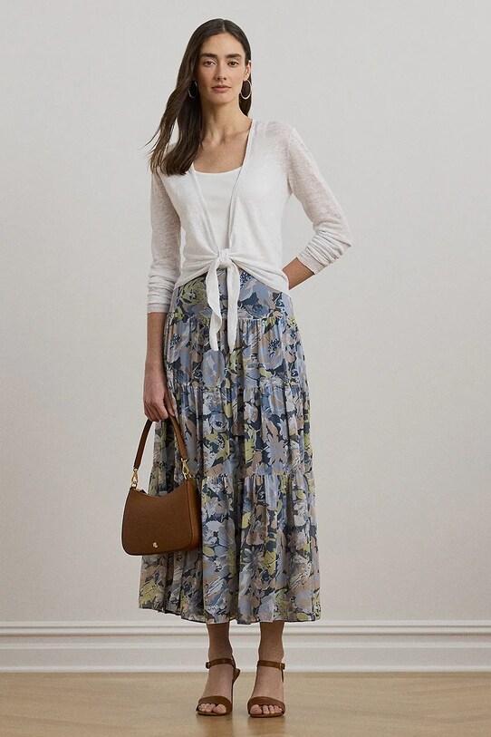 Oblečenie Ľanový kardigán Lauren Ralph Lauren 200963665 biela