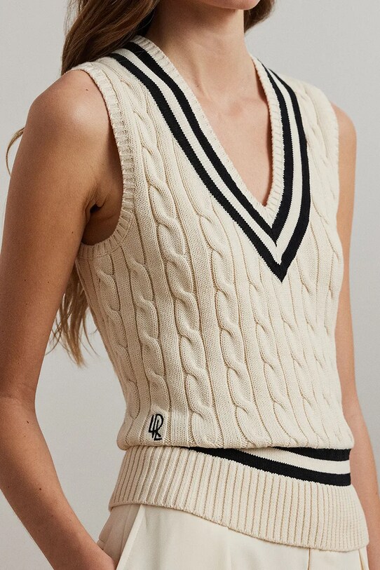 Lauren Ralph Lauren bezrękawnik bawełniany beżowy 200975495