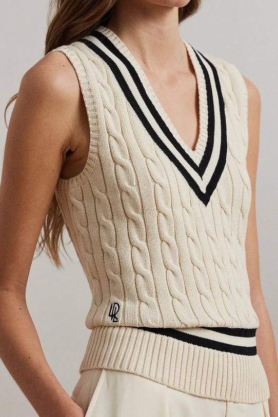 Lauren Ralph Lauren vestă din bumbac bej 200975495