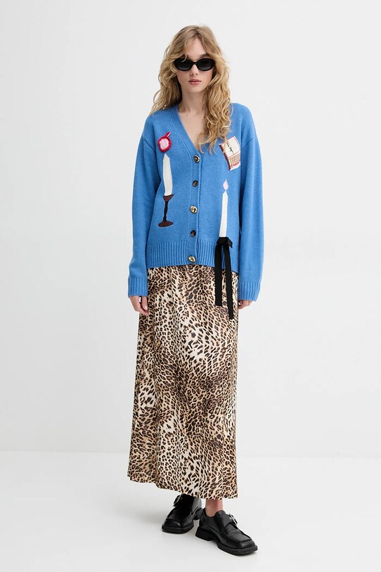 Stine Goya kardigan z domieszką wełny SG.SS25.K032.2359 niebieski SS25