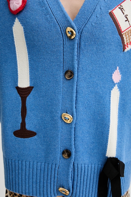 Stine Goya kardigan z domieszką wełny SG.SS25.K032.2359 niebieski