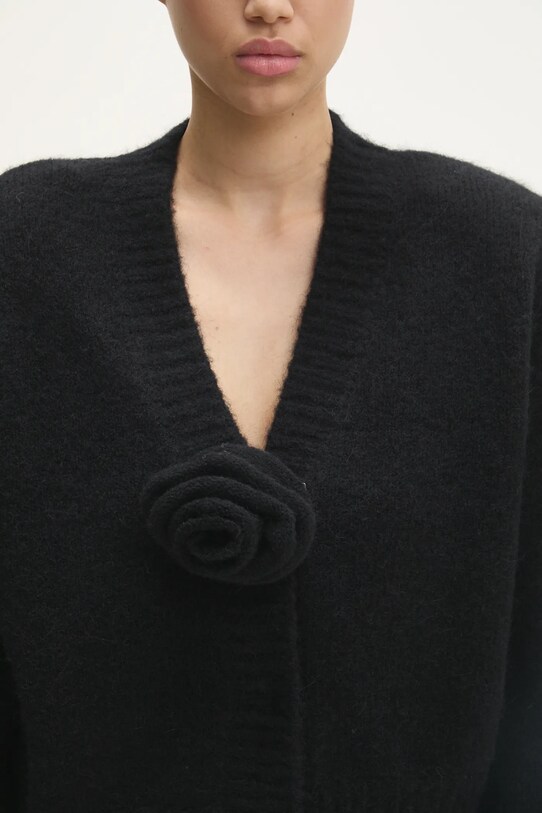 Rotate kardigan wełniany Knit Cropped czarny 114016100