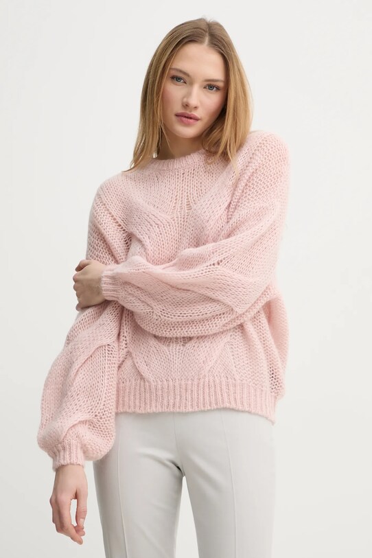 Вовняний светр Gestuz oversize рожевий 10909849