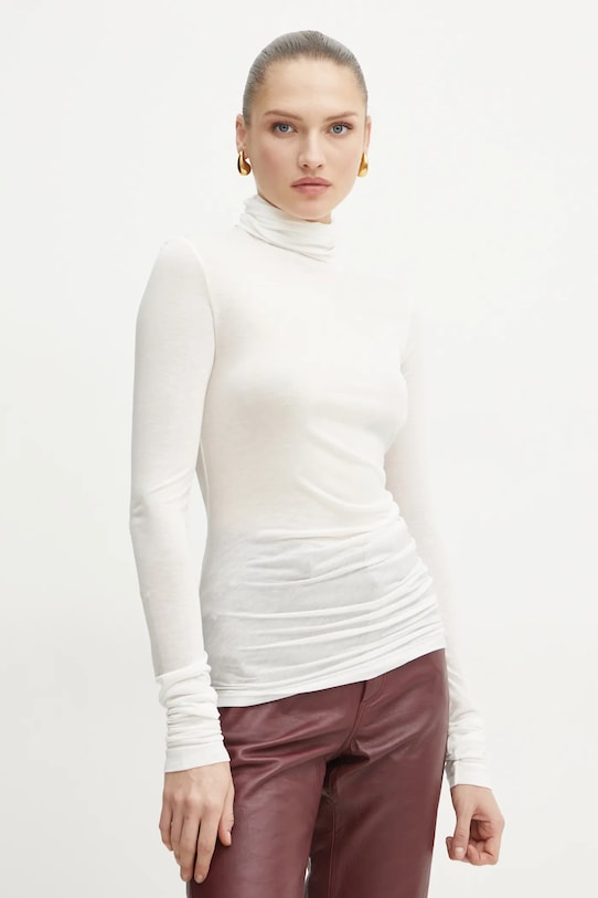 MAX&Co. longsleeve din amestec de lână uni bej 2516941041200