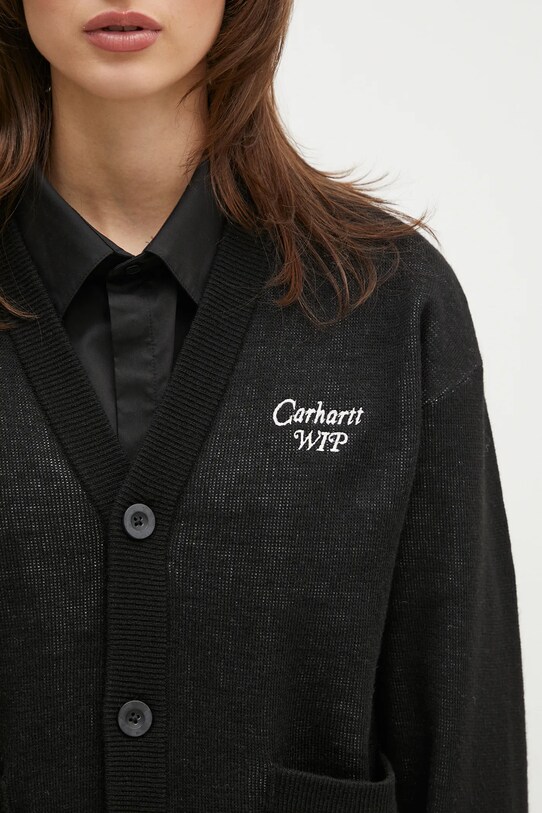 Carhartt WIP kardigan z domieszką wełny Harttbreaker Cardigan czarny I034390.K02XX