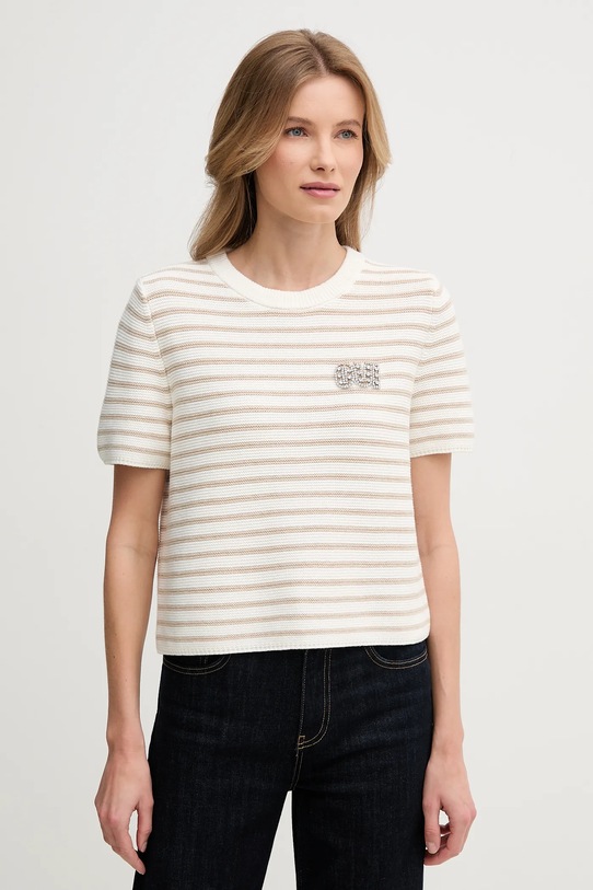 Bavlněný svetr OUI kulatý béžová 93311