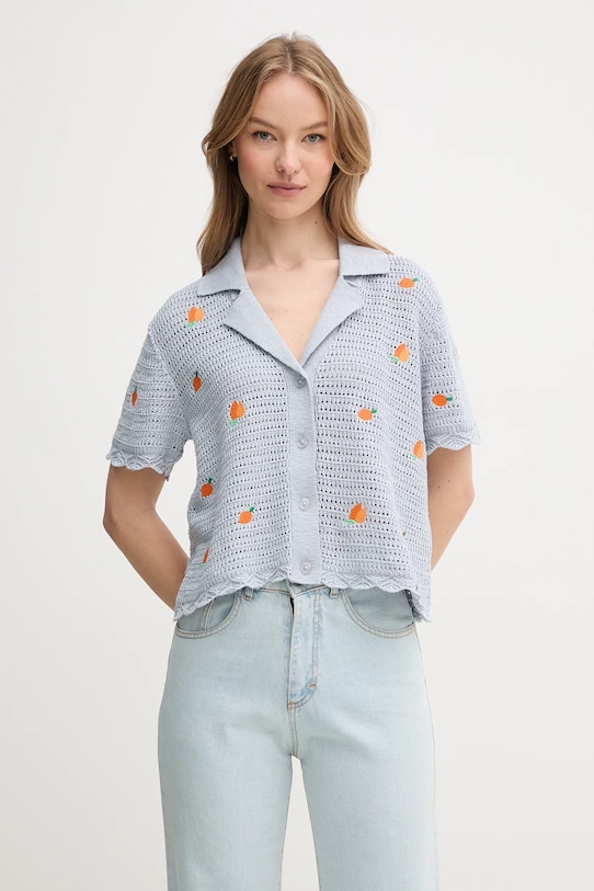 Бавовняний кардиган Pepe Jeans OLAYA TOP аплікація блакитний PL702277