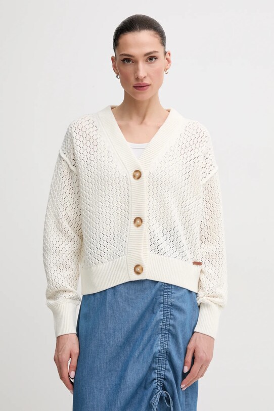 Pepe Jeans cardigan din bumbac OLGA CARDIGAN uni bej PL702281